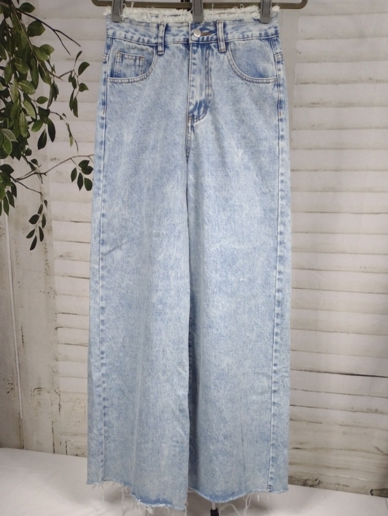 Denim - High-Waist Wide Leg Women’s Jeans - Light Blue Size S/28